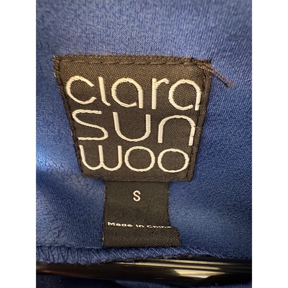 Clara Sunwoo Women Blue Textured Mock Neck Moto Jacket Small Cobalt Blue - Picture 5 of 9